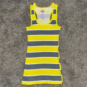 Gray, white, and yellow tank top